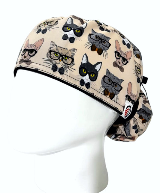 Gorro Quirúrgico Mujer y Portacarnet Gatos con Gafas - gorro antifluido para mujer Doctools - foto 1