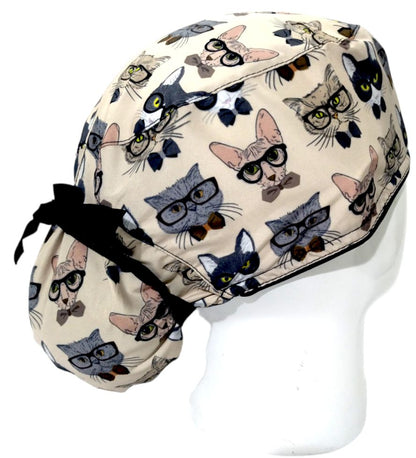 Gorro Quirúrgico Mujer y Portacarnet Gatos con Gafas - gorro antifluido para mujer Doctools - foto 2
