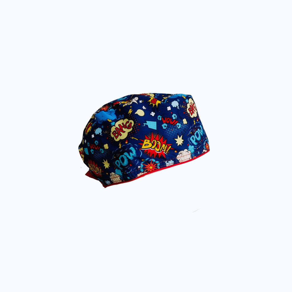 Gorro Quirúrgico Hombre Cómic Onomatopeyas Pop Art Azul