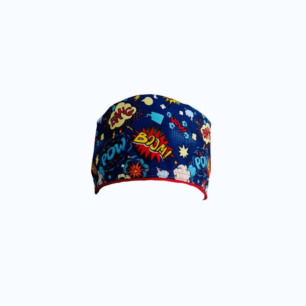 Gorro Quirúrgico Hombre Cómic Onomatopeyas Pop Art Azul