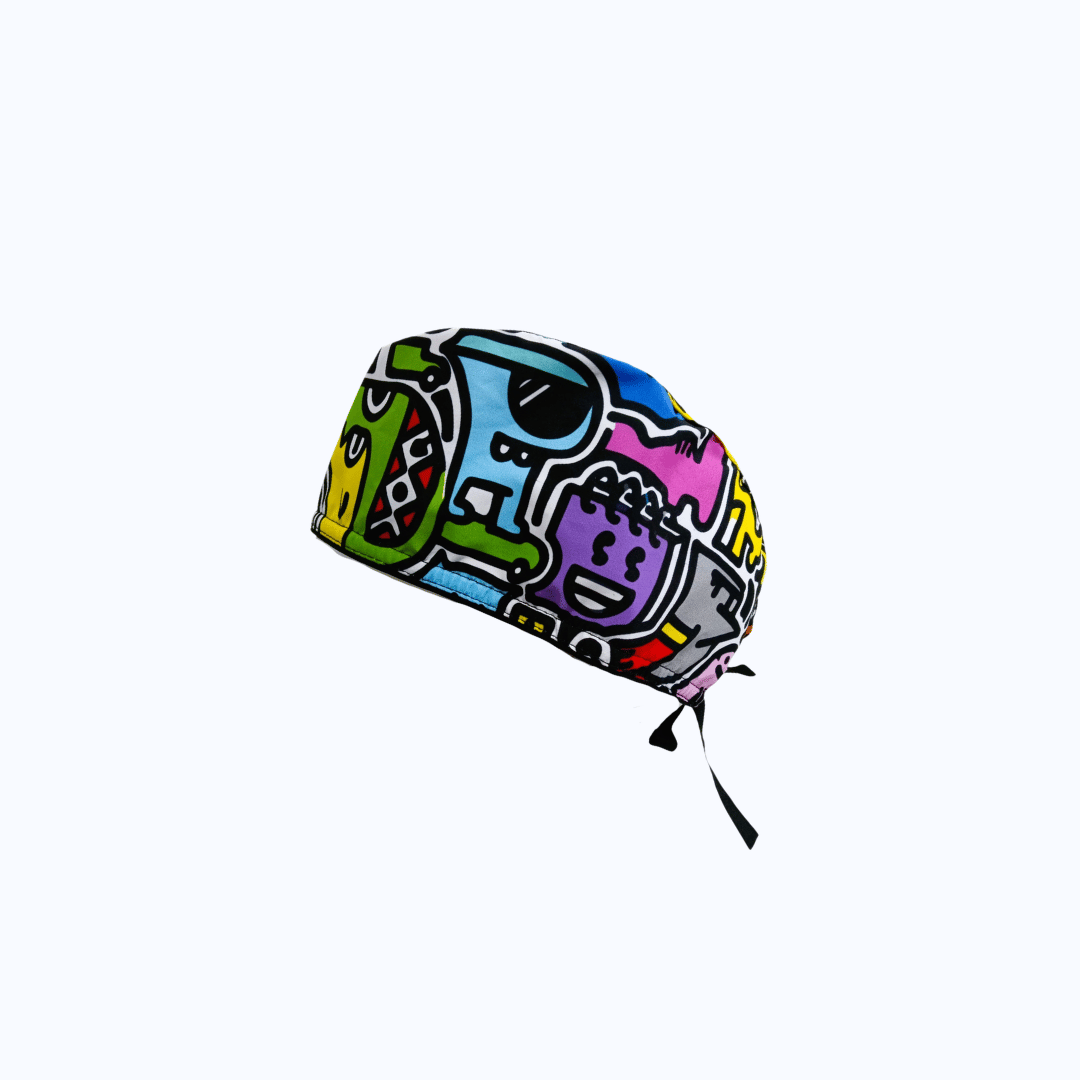 Gorro Quirúrgico Hombre Doodle Art Monstruos Urbanos Multicolor