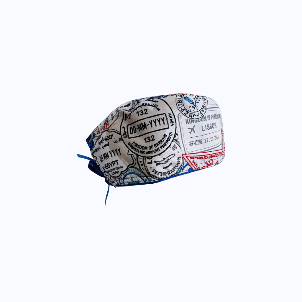 Gorro Quirúrgico Hombre Pasaporte Viajero Sellos París Roma