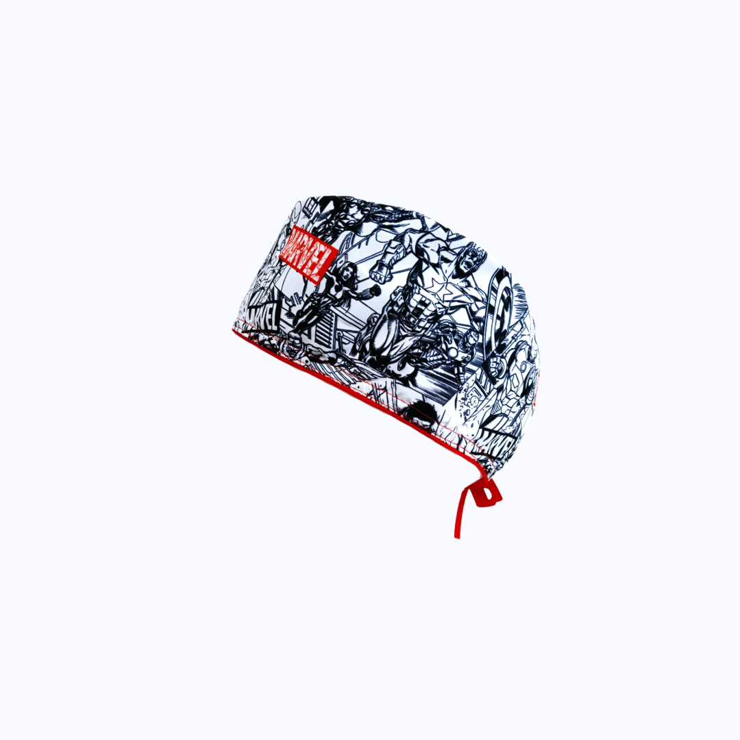 Gorro Quirúrgico Hombre Marvel Cómics Vintage Blanco y Negro
