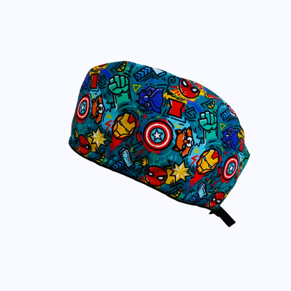 Gorro Quirúrgico Hombre y Portacarnet Superhéroes Vengadores Azul Petróleo