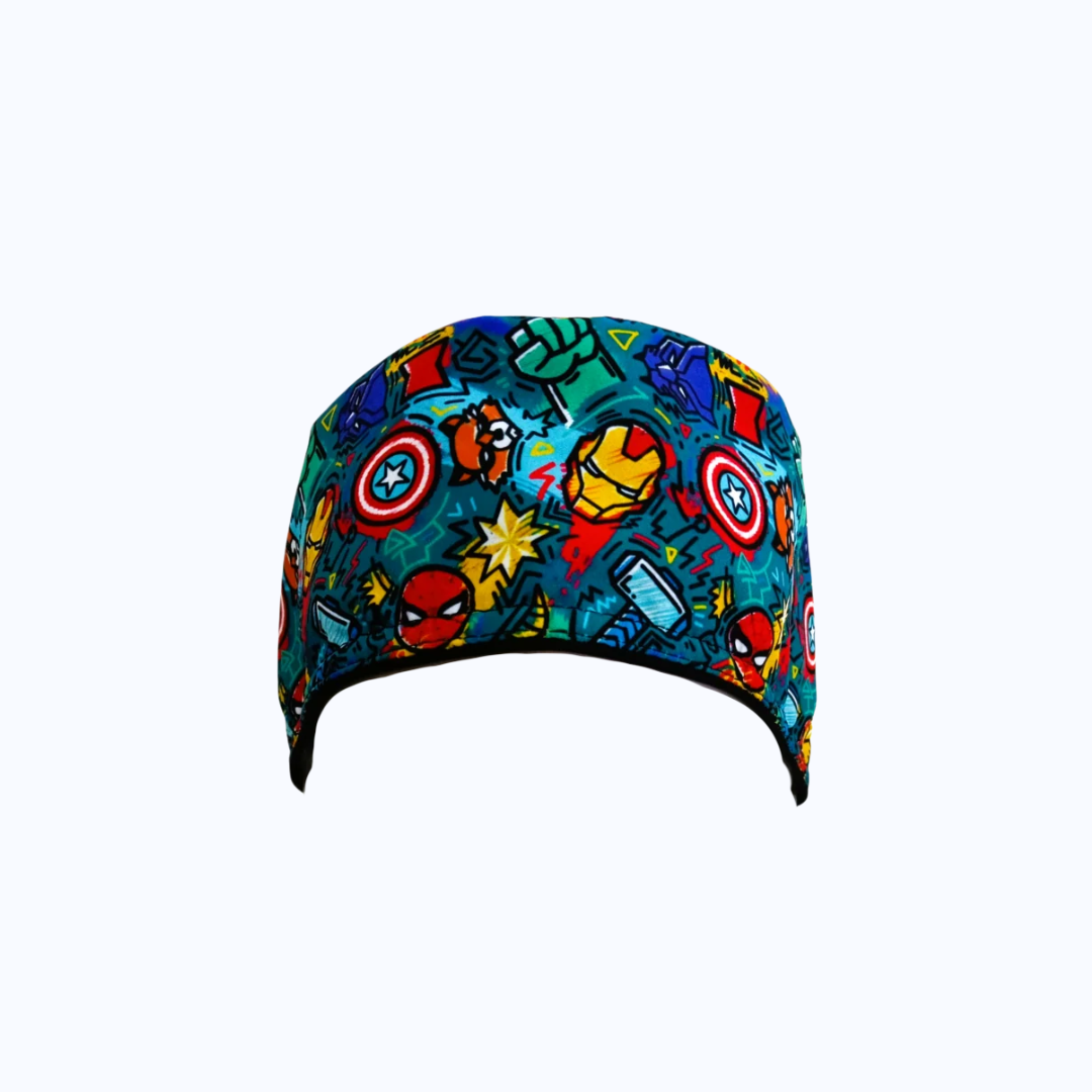 Gorro Quirúrgico Hombre y Portacarnet Superhéroes Vengadores Azul Petróleo