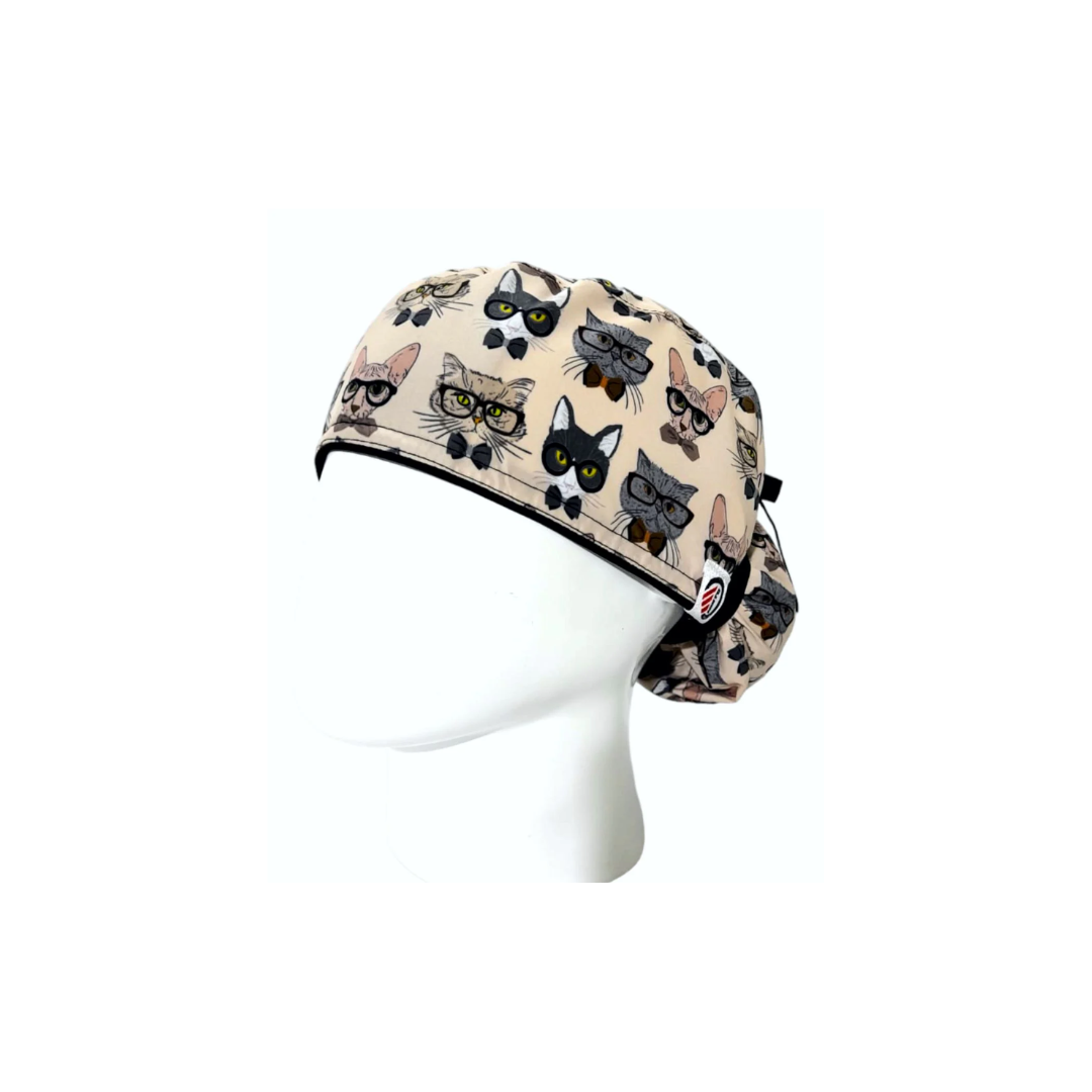 Surgical Scrub Cap for Women - Cats with Glasses