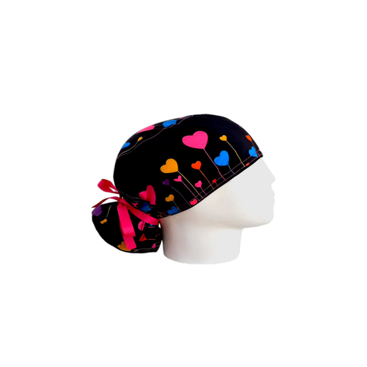 Surgical Scrub Cap for Women with Heart Balloons