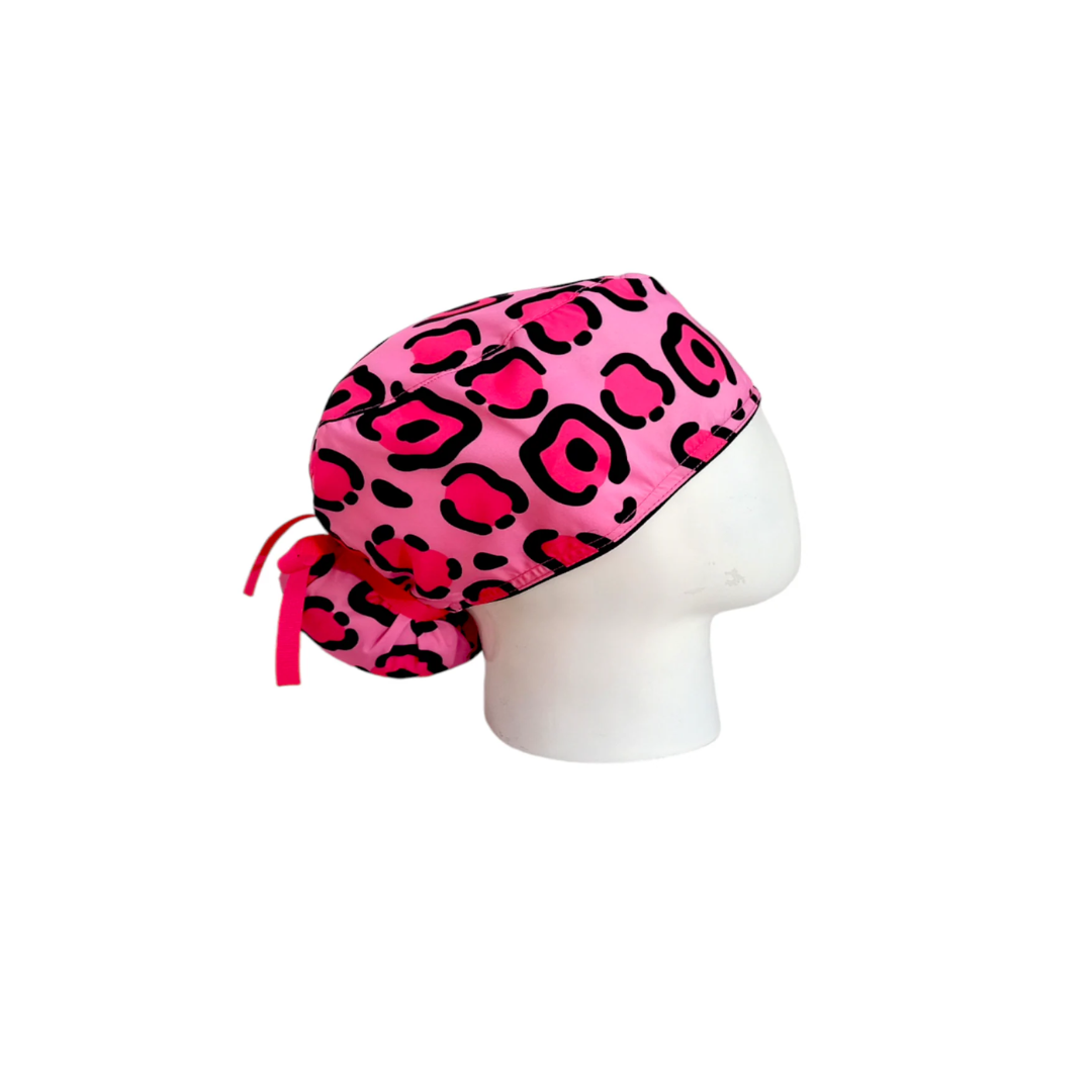 Fuchsia Animal Print Surgical Scrub Cap for Women
