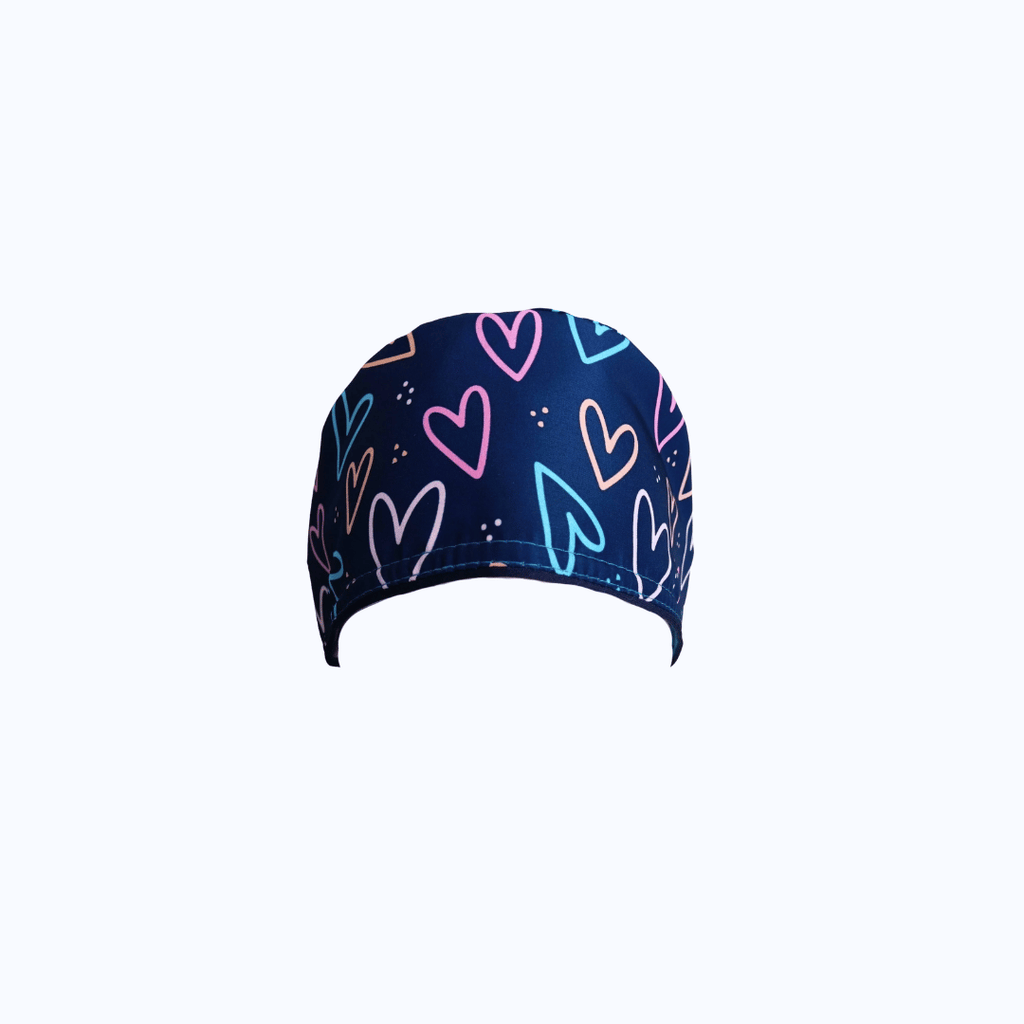 Gorro Quirúrgico Mujer Corazones Neón Azul Marino