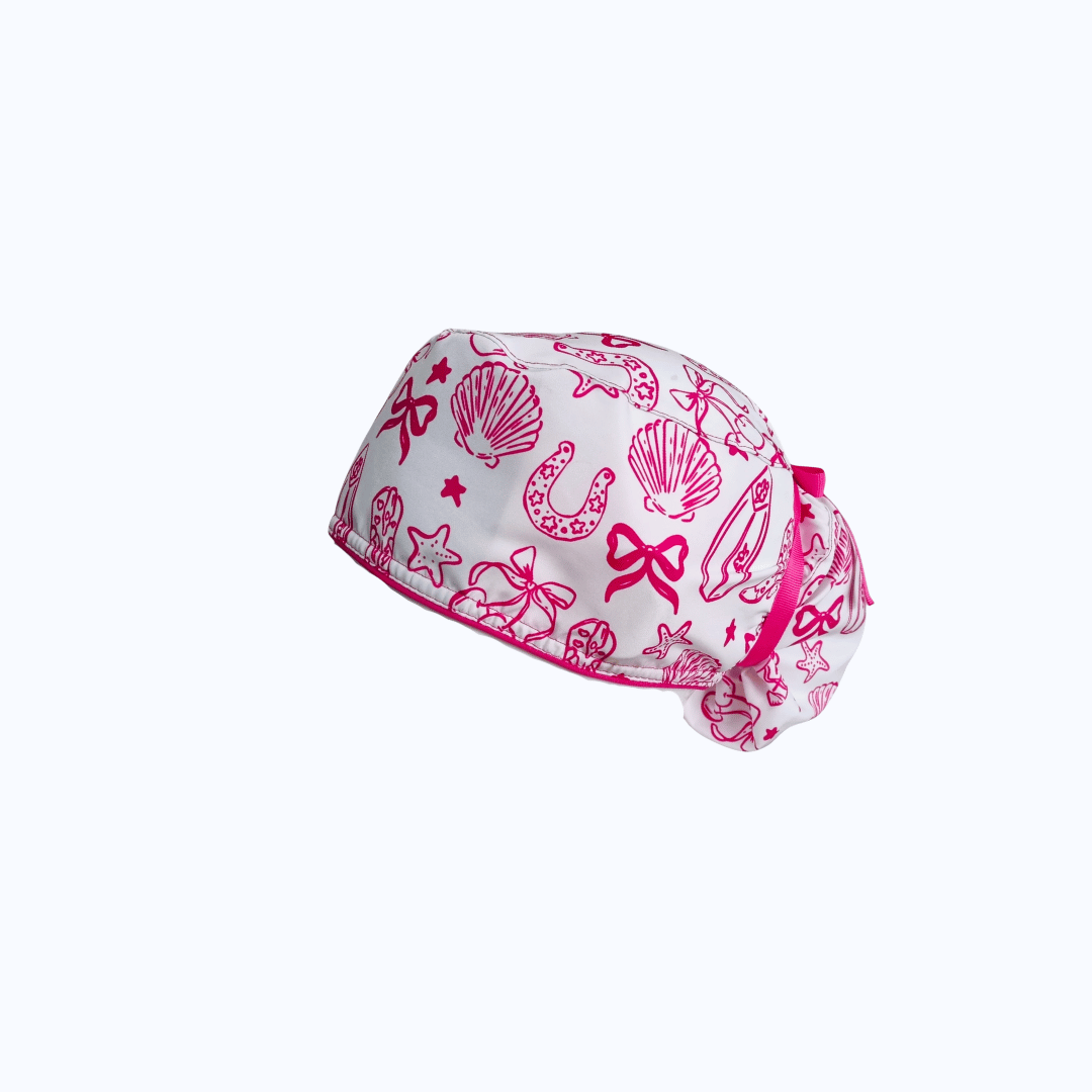 Gorro Quirúrgico Mujer Estilo Coquette y Marino Fucsia