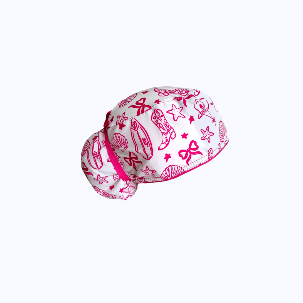 Gorro Quirúrgico Mujer Estilo Coquette y Marino Fucsia