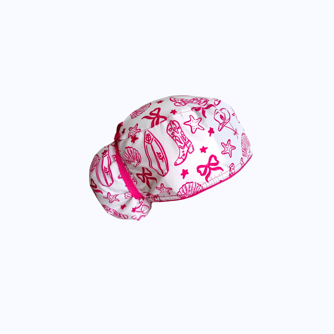 Gorro Quirúrgico Mujer Estilo Coquette y Marino Fucsia