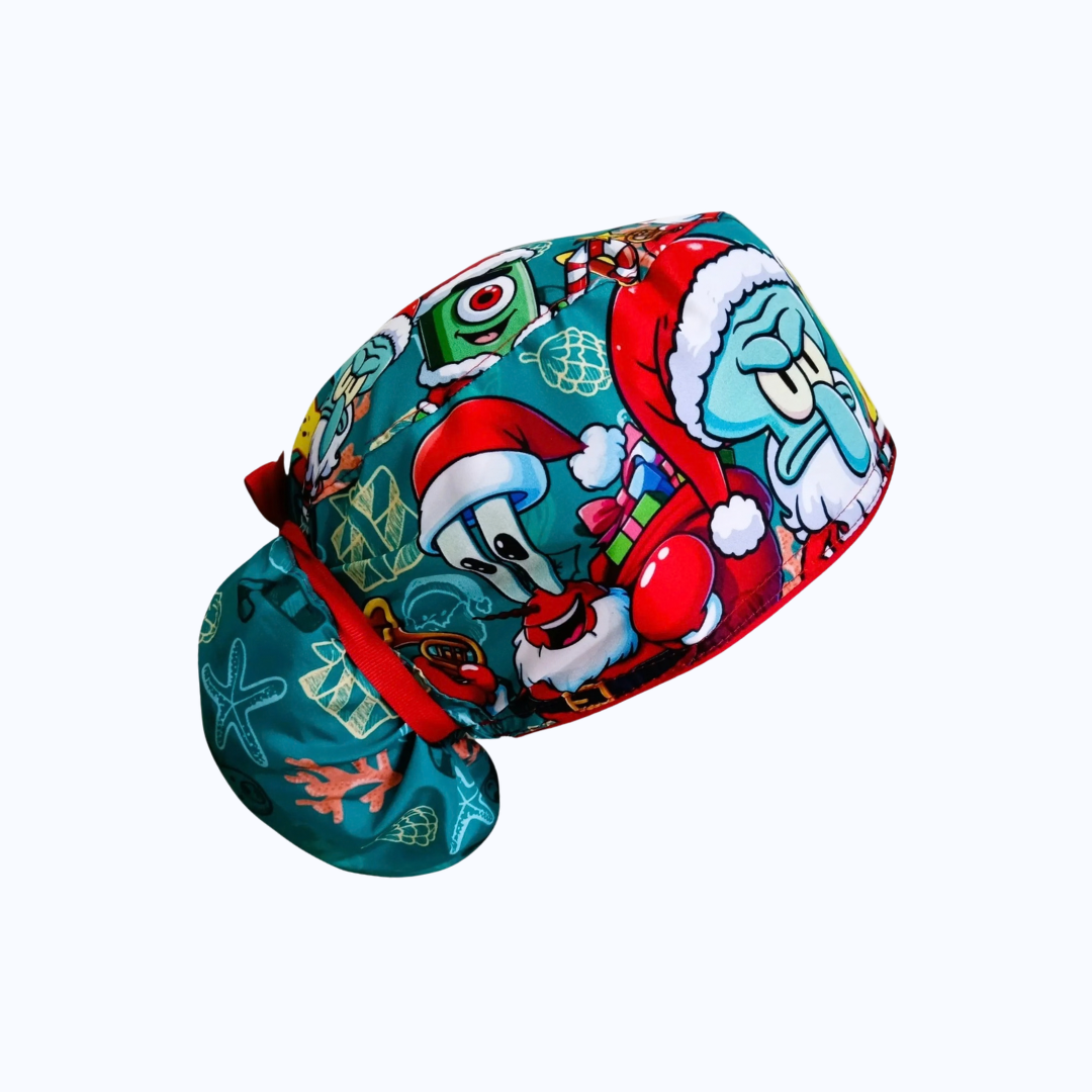 Gorro Quirúrgico Mujer y Portacarnet Bob Esponja Navidad