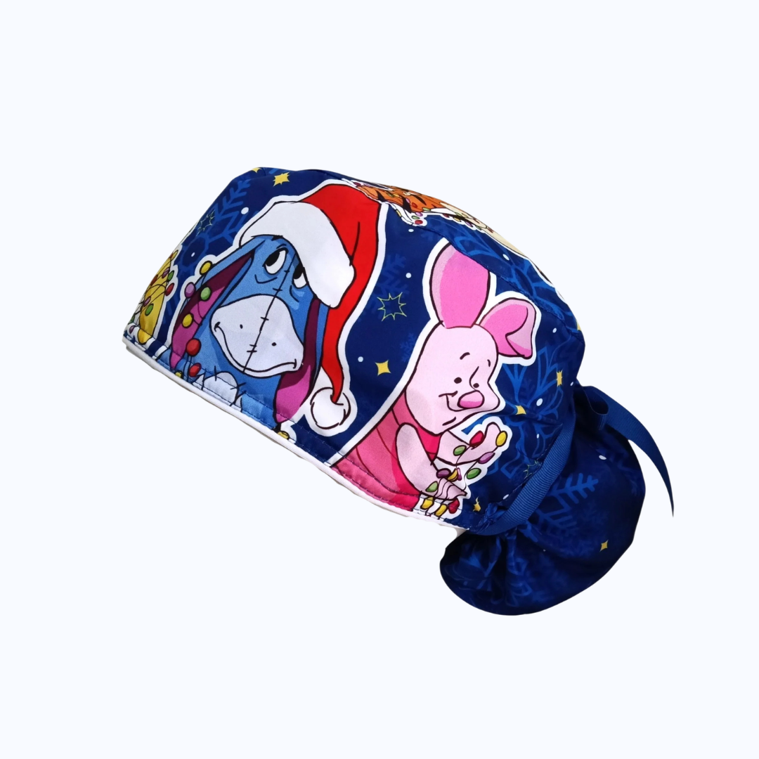 Gorro Quirúrgico Mujer y Portacarnet Winnie Pooh Navidad