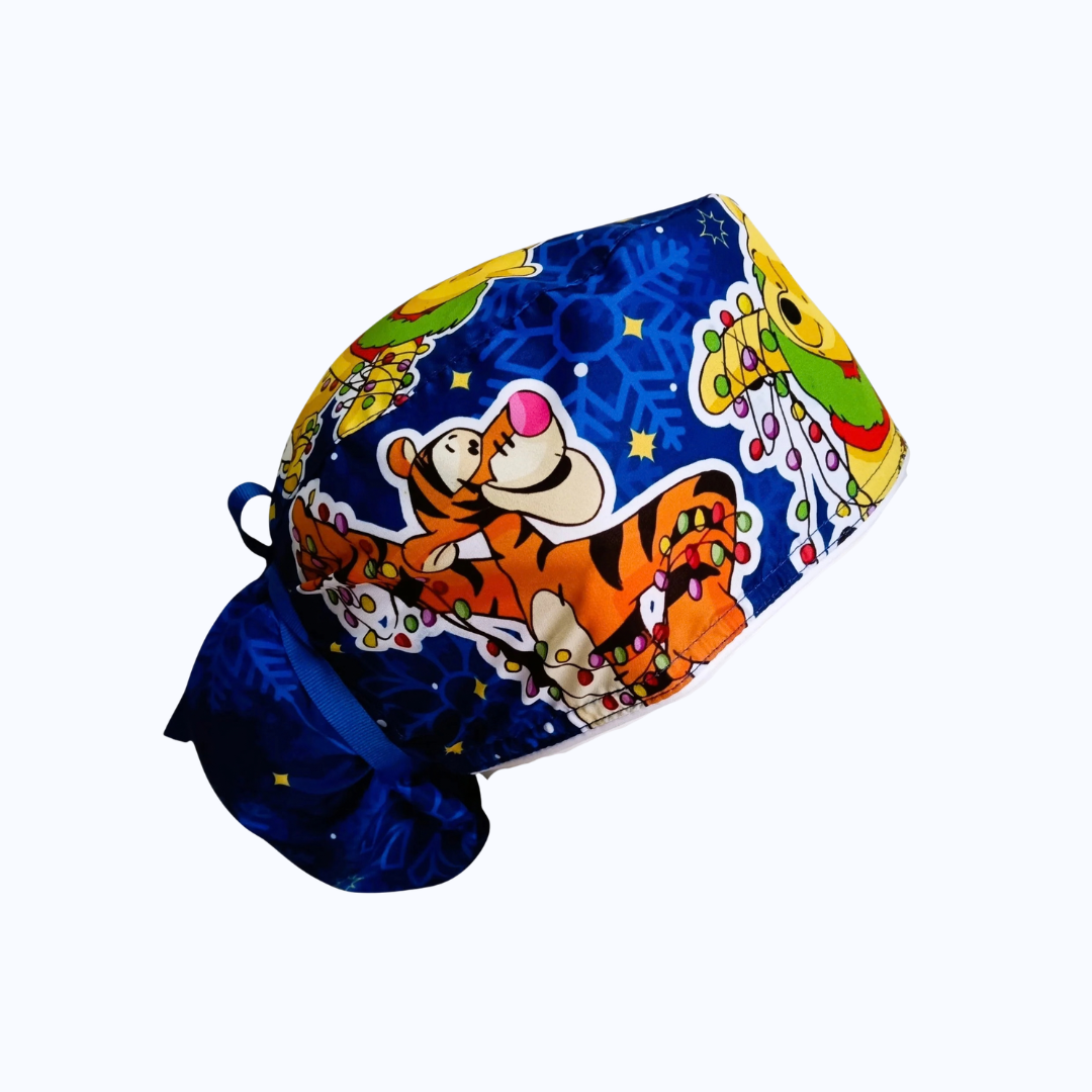 Gorro Quirúrgico Mujer y Portacarnet Winnie Pooh Navidad