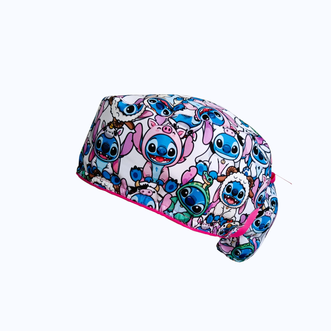 Gorro Quirúrgico Mujer y Portacarnet Stitch Disfraces de Animalitos Rosa