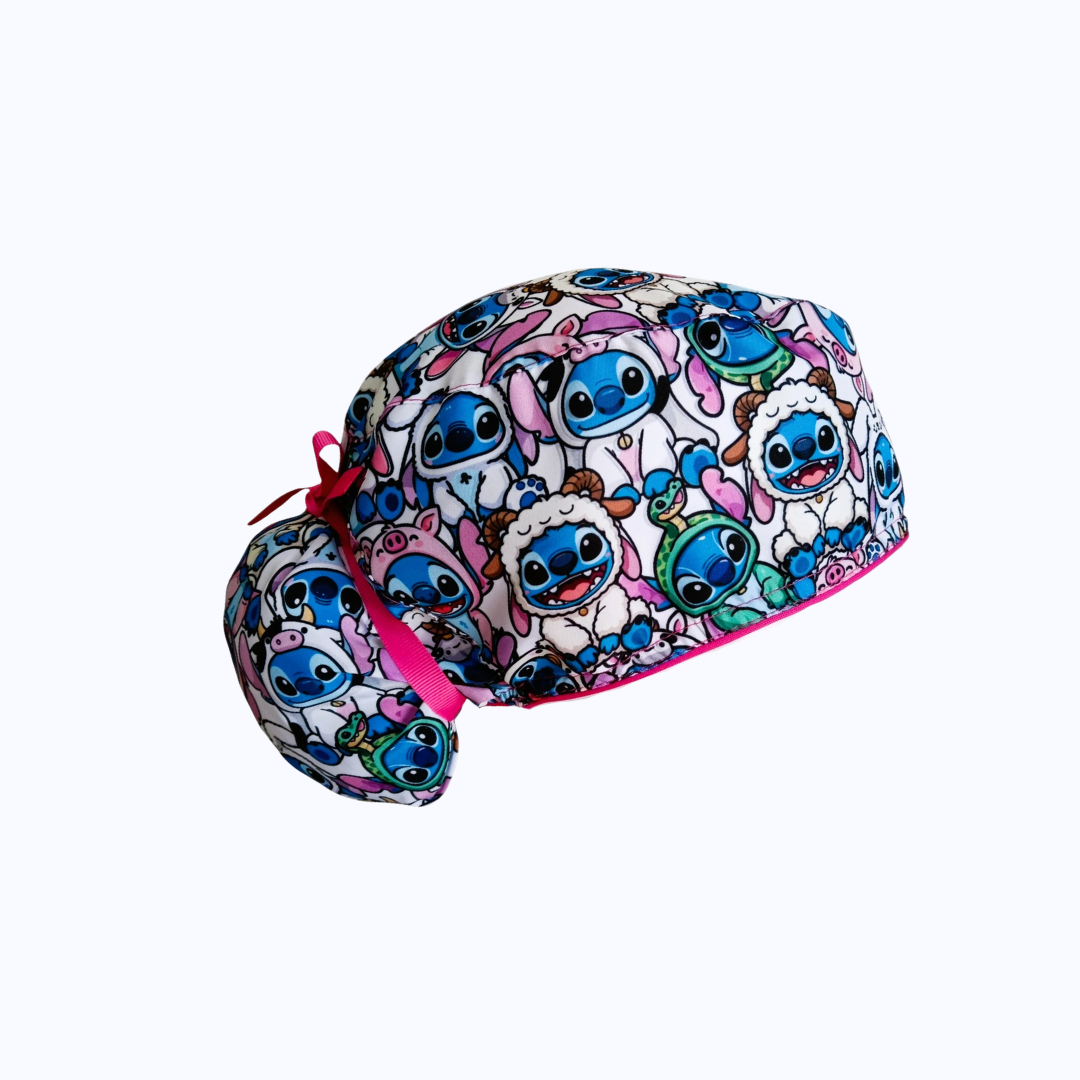 Gorro Quirúrgico Mujer y Portacarnet Stitch Disfraces de Animalitos Rosa