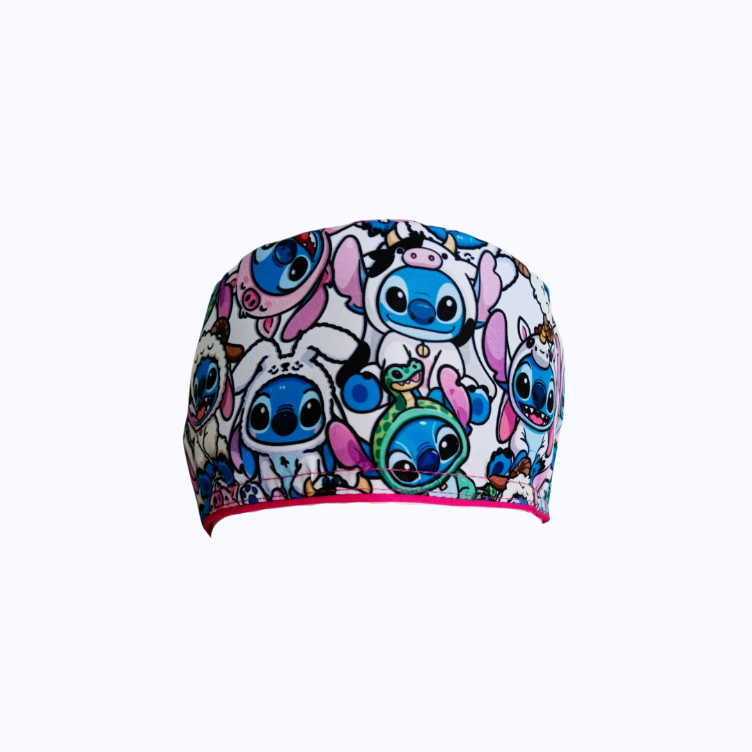 Gorro Quirúrgico Mujer y Portacarnet Stitch Disfraces de Animalitos Rosa