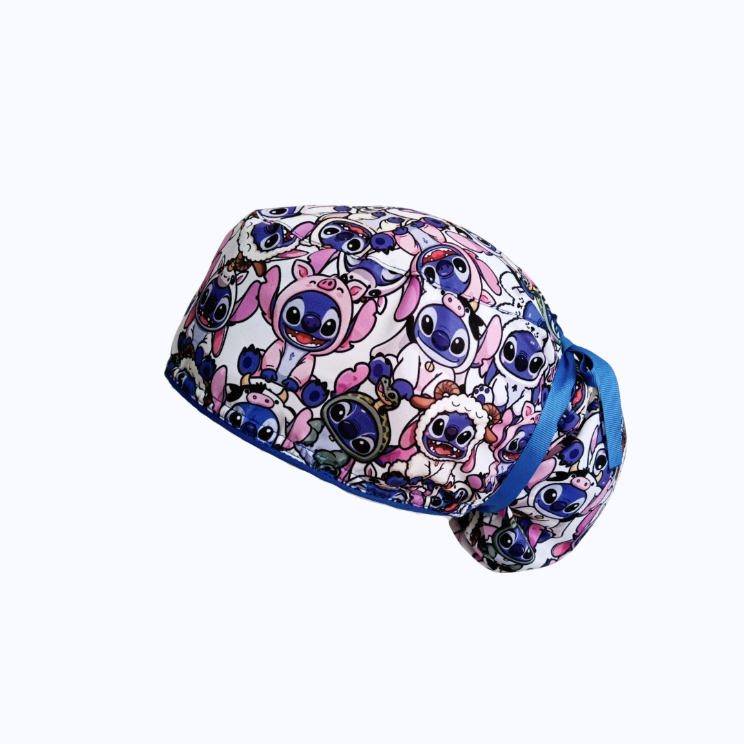 Gorro Quirúrgico Mujer y Portacarnet Stitch Disfraces de Animalitos Azul