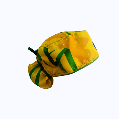 Gorro Quirúrgico Mujer y Portacarnet Brasil Canarinha Pinceladas
