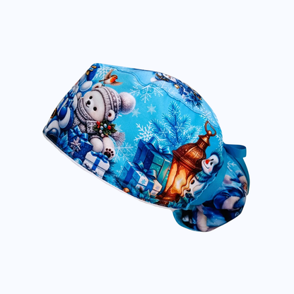 Gorro Quirúrgico Mujer y Portacarnet Oso Polar Navidad