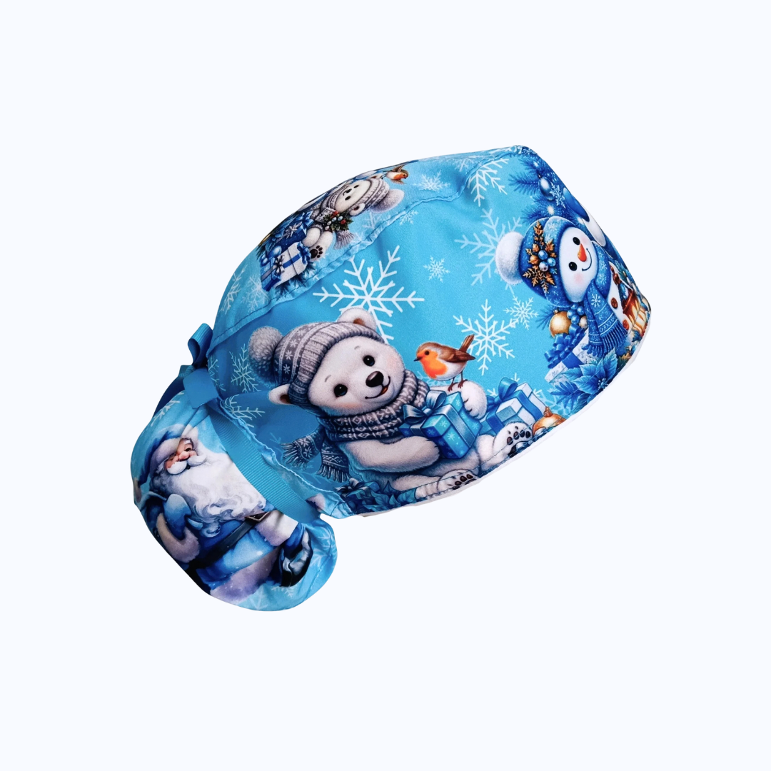 Gorro Quirúrgico Mujer y Portacarnet Oso Polar Navidad