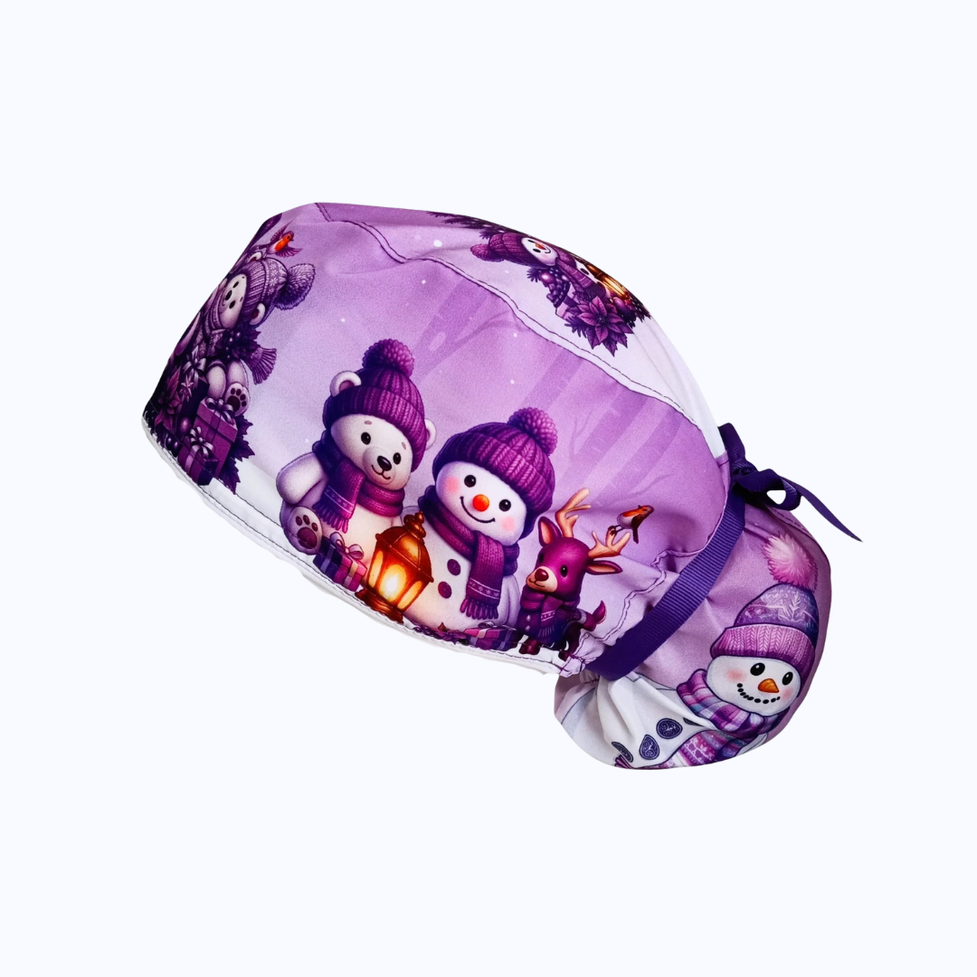 Gorro Quirúrgico Mujer y Portacarnet Muñeco Nieve Navidad