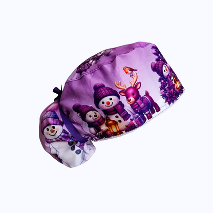 Gorro Quirúrgico Mujer y Portacarnet Muñeco Nieve Navidad