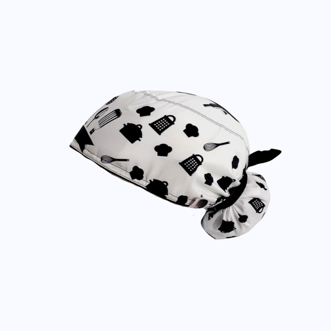 Gorro Quirúrgico Mujer y Portacarnet Cocina Blanco