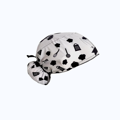 Gorro Quirúrgico Mujer y Portacarnet Cocina Blanco