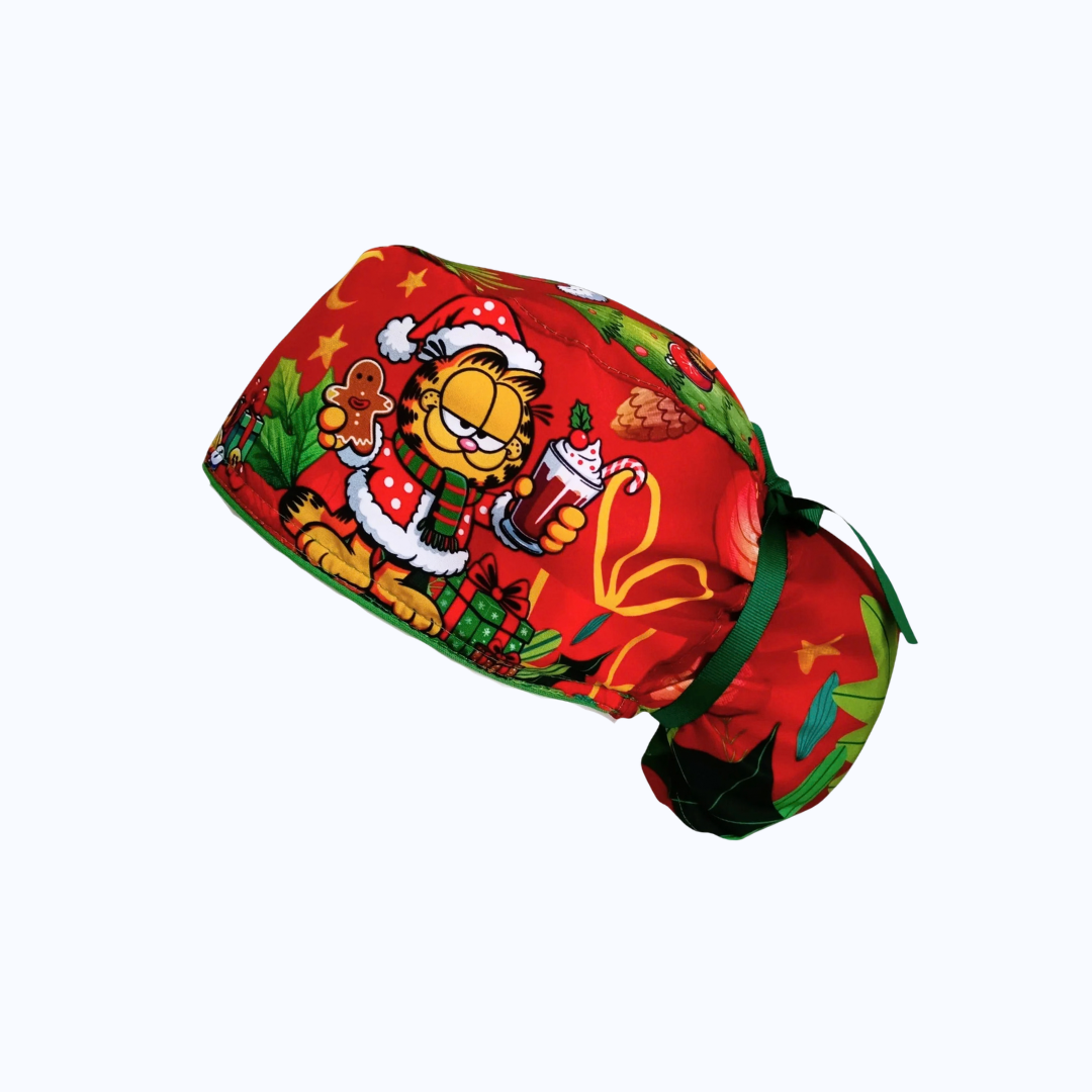Gorro Quirúrgico Mujer y Portacarnet Garfield Navidad
