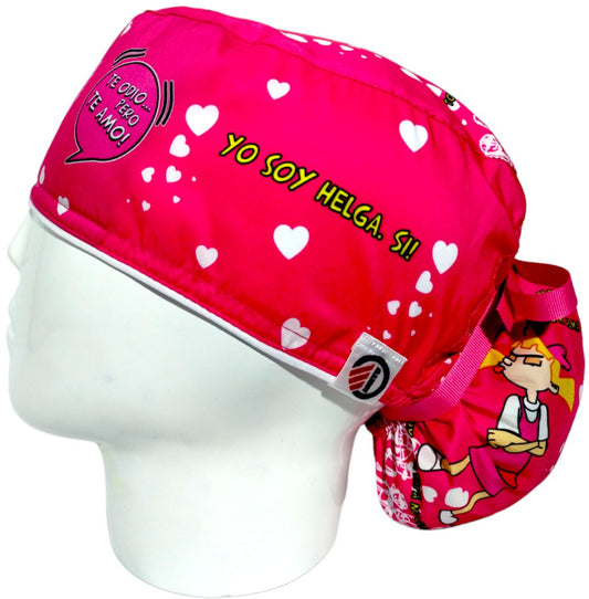 Gorro Quirúrgico Mujer y Portacarnet Helga Hey Arnold Fucsia - gorro antifluido para mujer Doctools - foto 1