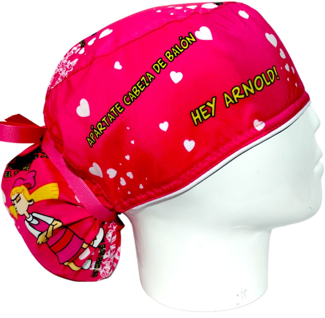 Gorro Quirúrgico Mujer y Portacarnet Helga Hey Arnold Fucsia - gorro antifluido para mujer Doctools - foto 2