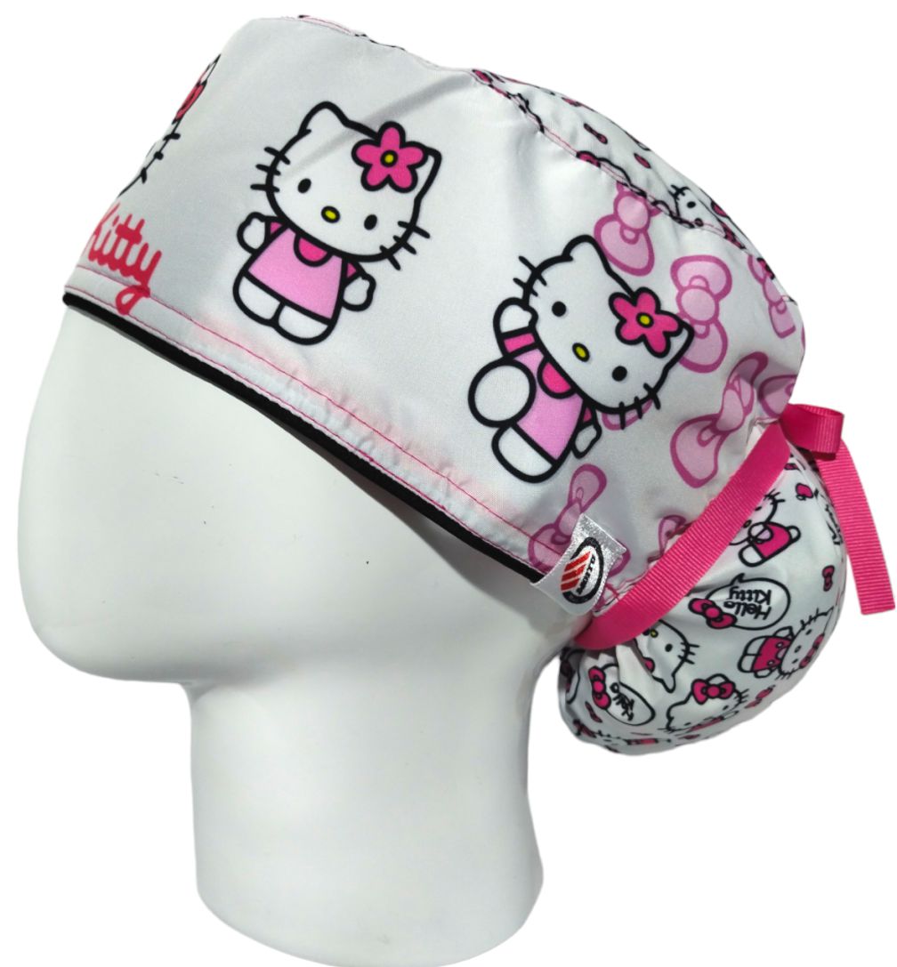 Gorro Quirúrgico Mujer y Portacarnet Hello Kitty Blanco - gorro antifluido para mujer Doctools - foto 1