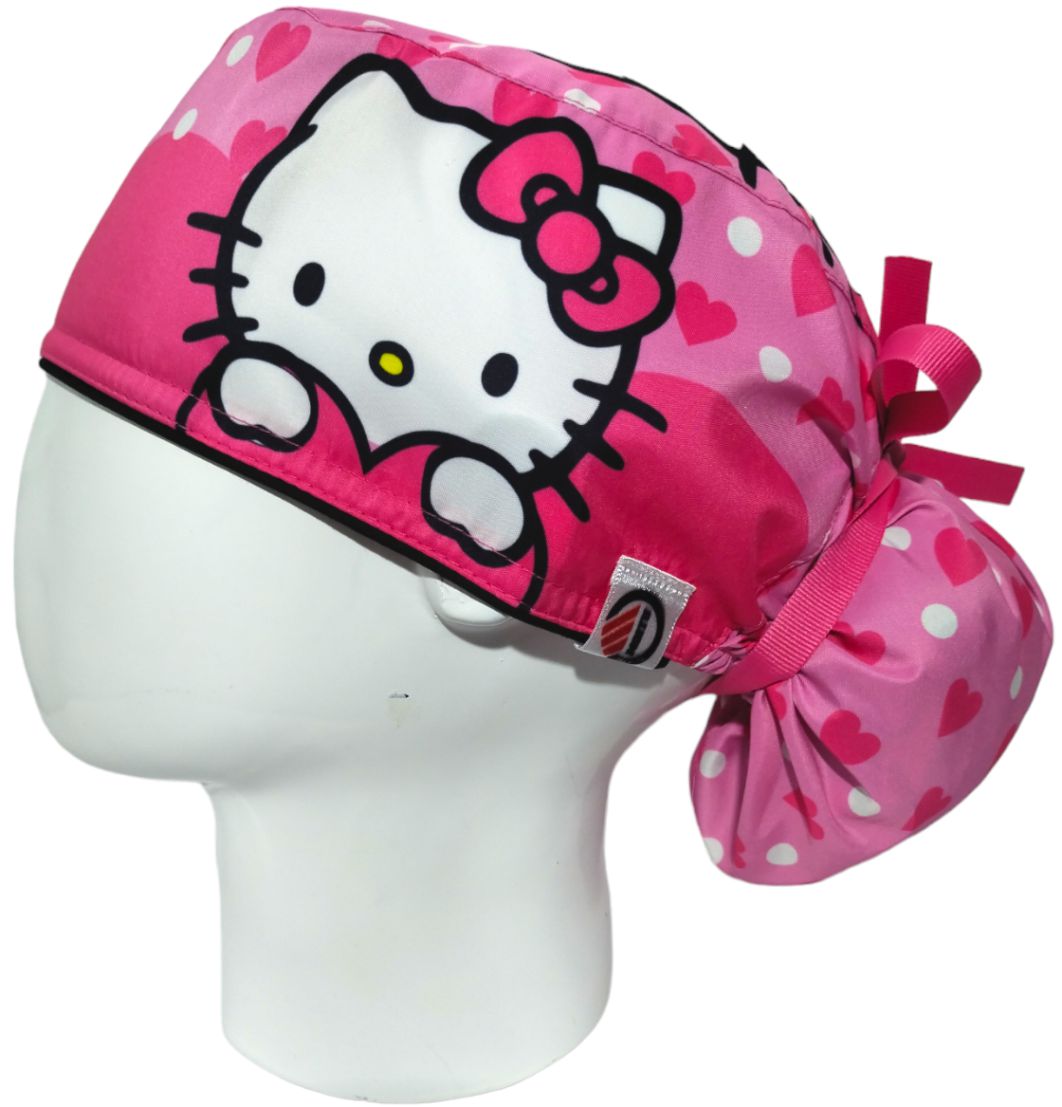 Gorro Quirúrgico Mujer y Portacarnet Hello Kitty Fucsia Clásico - gorro antifluido para mujer Doctools - foto 1