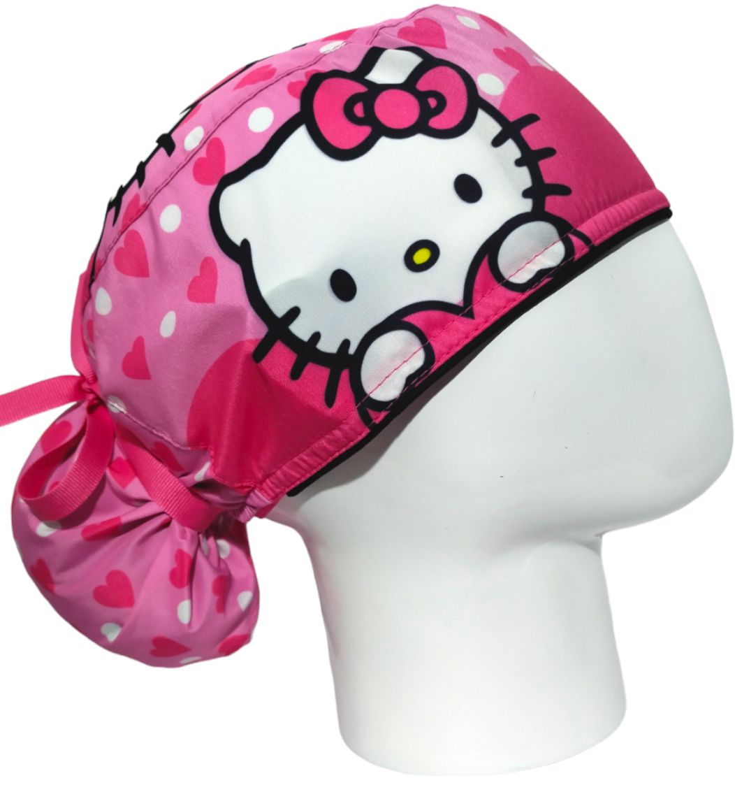 Gorro Quirúrgico Mujer y Portacarnet Hello Kitty Fucsia Clásico - gorro antifluido para mujer Doctools - foto 2