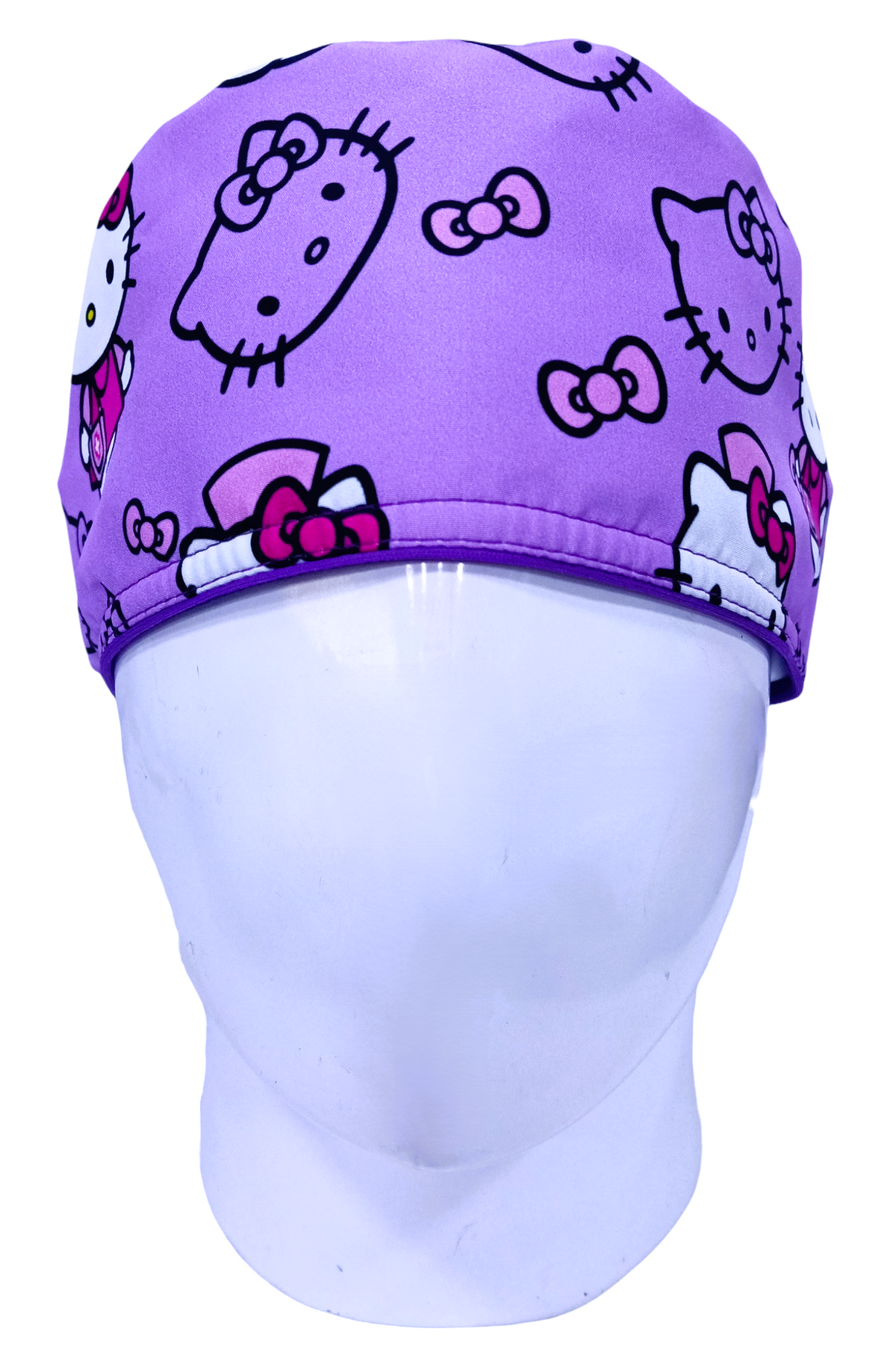 Gorro Quirúrgico Mujer y Portacarnet Hello Kitty Siluetas Morado - gorro antifluido para mujer Doctools - foto 3