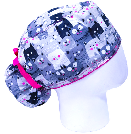 Gorro Quirúrgico Mujer y Portacarnet Gaticos Grises - gorro antifluido para mujer Doctools - foto 2