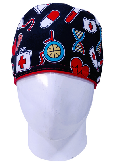 Gorro Quirúrgico Mujer y Portacarnet Íconos Negros - gorro antifluido para mujer Doctools - foto 3