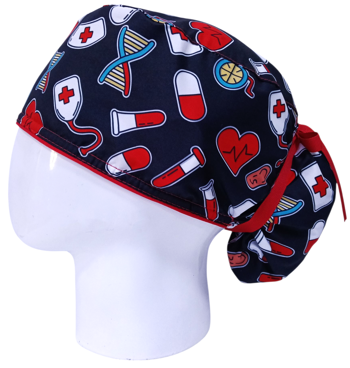 Gorro Quirúrgico Mujer y Portacarnet Íconos Negros - gorro antifluido para mujer Doctools - foto 1