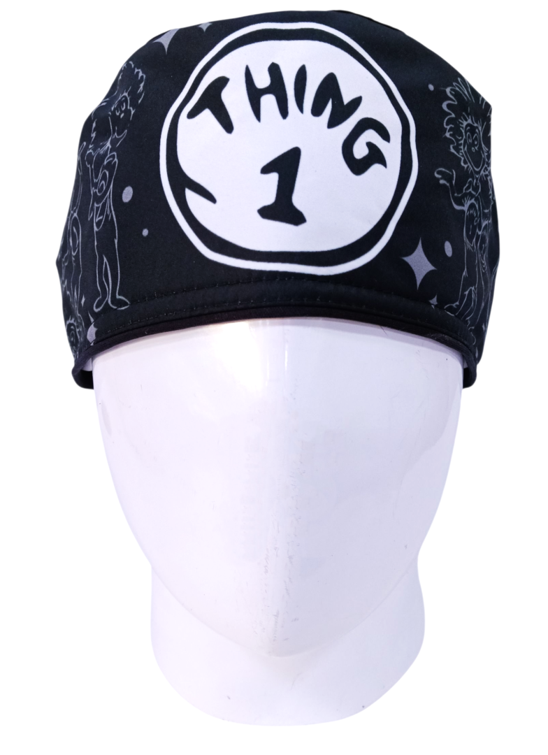Gorro Quirúrgico Mujer y Portacarnet Thing 1 Dr. Seuss - gorro antifluido para mujer Doctools - foto 3