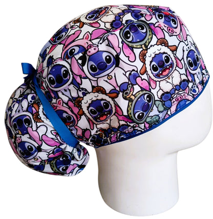 Gorro Quirúrgico Mujer y Portacarnet Stitch Trajes Azul - gorro antifluido para mujer Doctools - foto 2