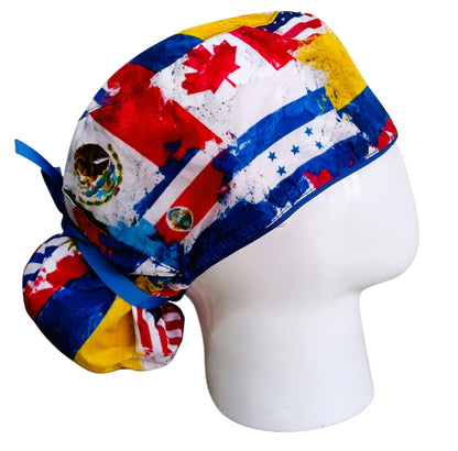 Gorro Quirúrgico Mujer y Portacarnet Banderas - gorro antifluido para mujer Doctools - foto 2