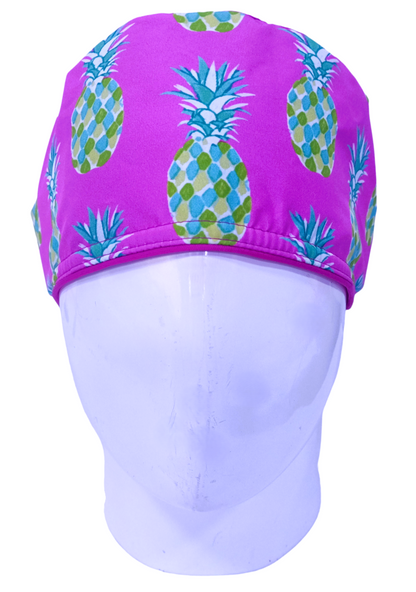 Gorro Quirúrgico Mujer y Portacarnet Piñas Fucsia - gorro antifluido para mujer Doctools - foto 3