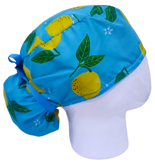 Gorro Quirúrgico Mujer y Portacarnet Limones Azul - gorro antifluido para mujer Doctools - foto 2