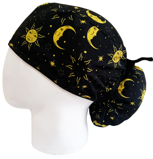 Gorro Quirúrgico Mujer y Portacarnet Sol y Luna Negro - gorro antifluido para mujer Doctools - foto 1