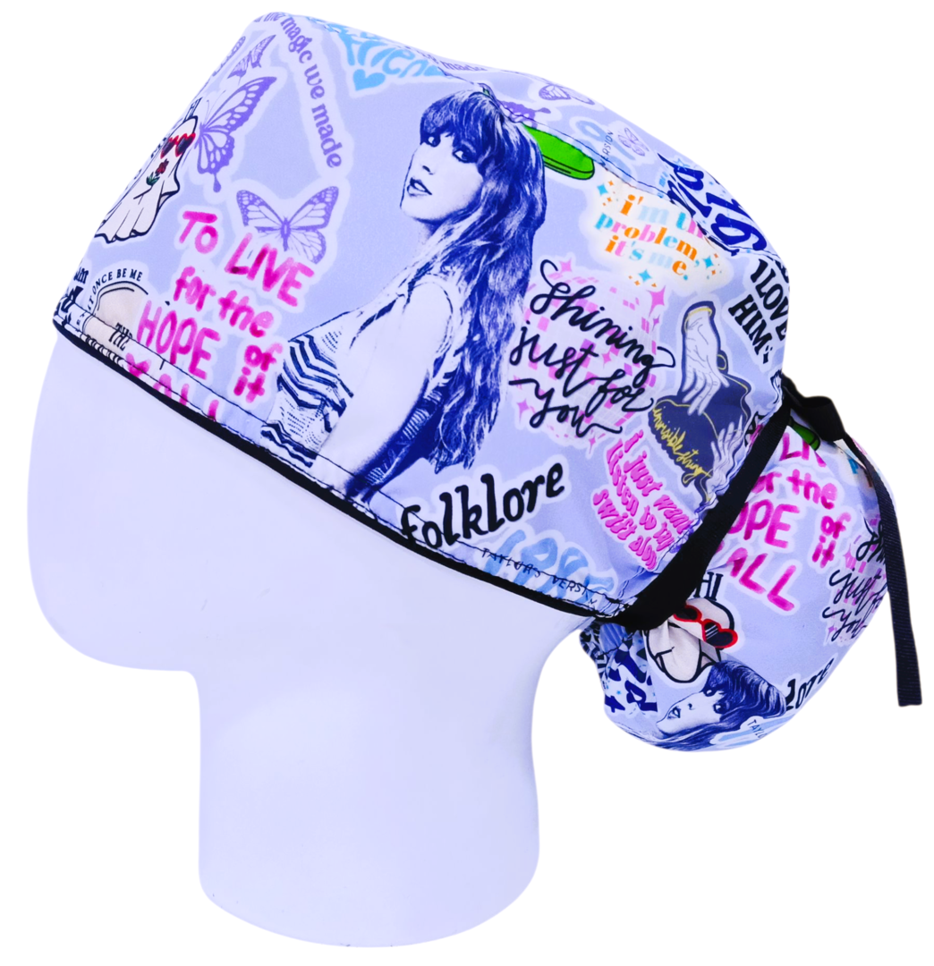 Gorro Quirúrgico Mujer y Portacarnet Taylor Swift Azul - gorro antifluido para mujer Doctools - foto 1