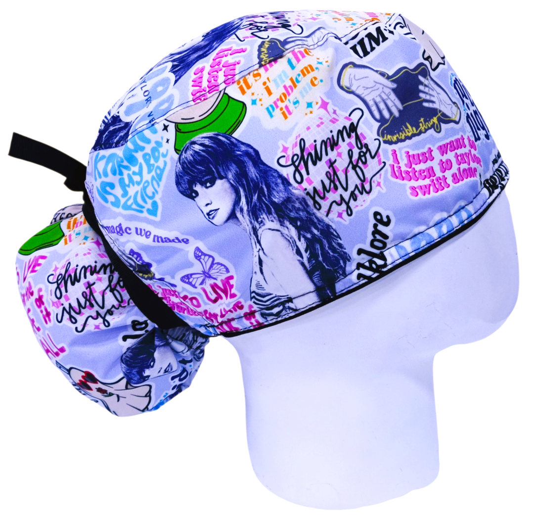 Gorro Quirúrgico Mujer y Portacarnet Taylor Swift Azul - gorro antifluido para mujer Doctools - foto 2