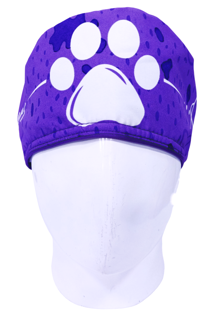 Gorro Quirúrgico Mujer y Portacarnet Dog Lovers Morado - gorro antifluido para mujer Doctools - foto 3