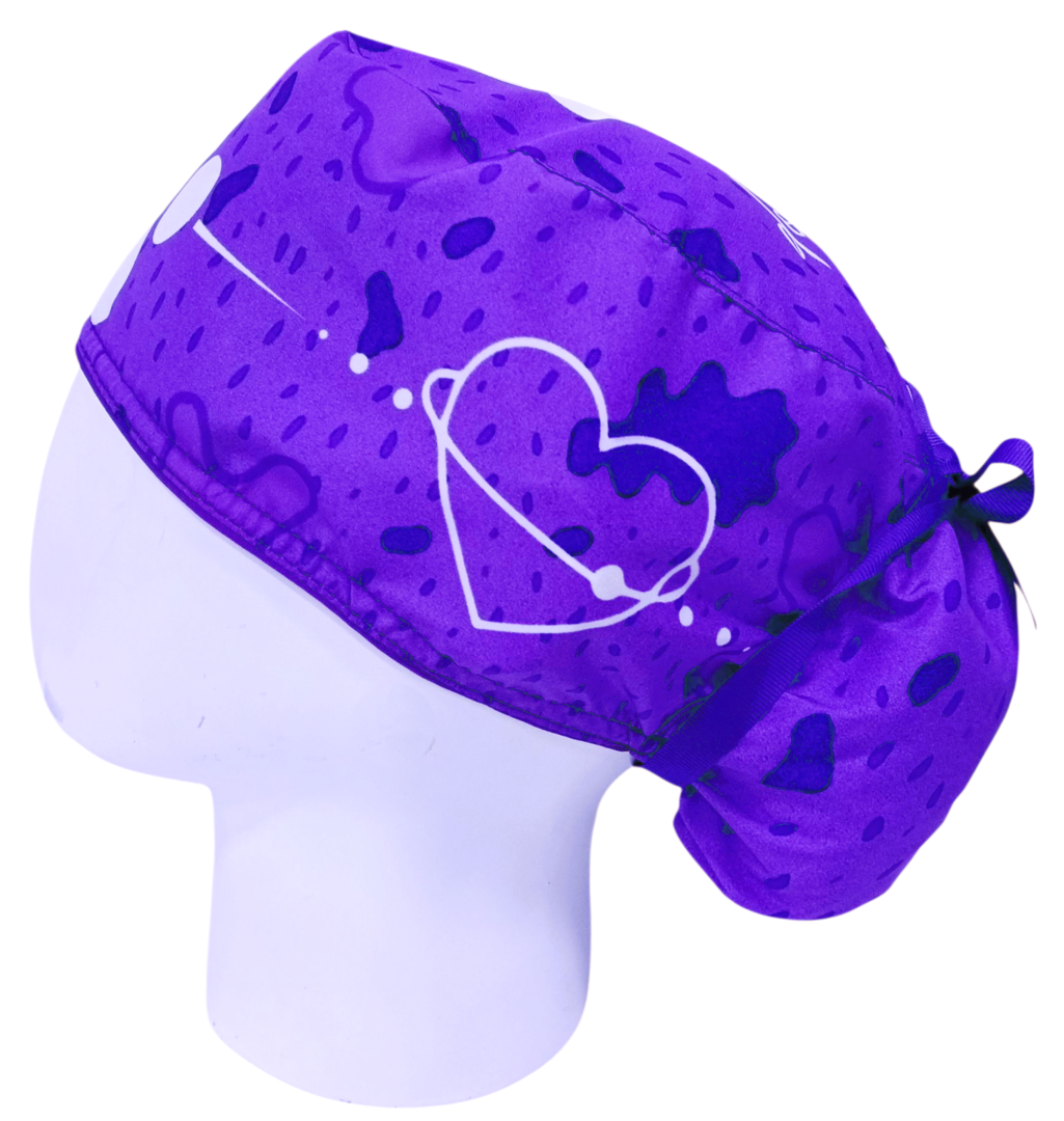 Gorro Quirúrgico Mujer y Portacarnet Dog Lovers Morado - gorro antifluido para mujer Doctools - foto 1